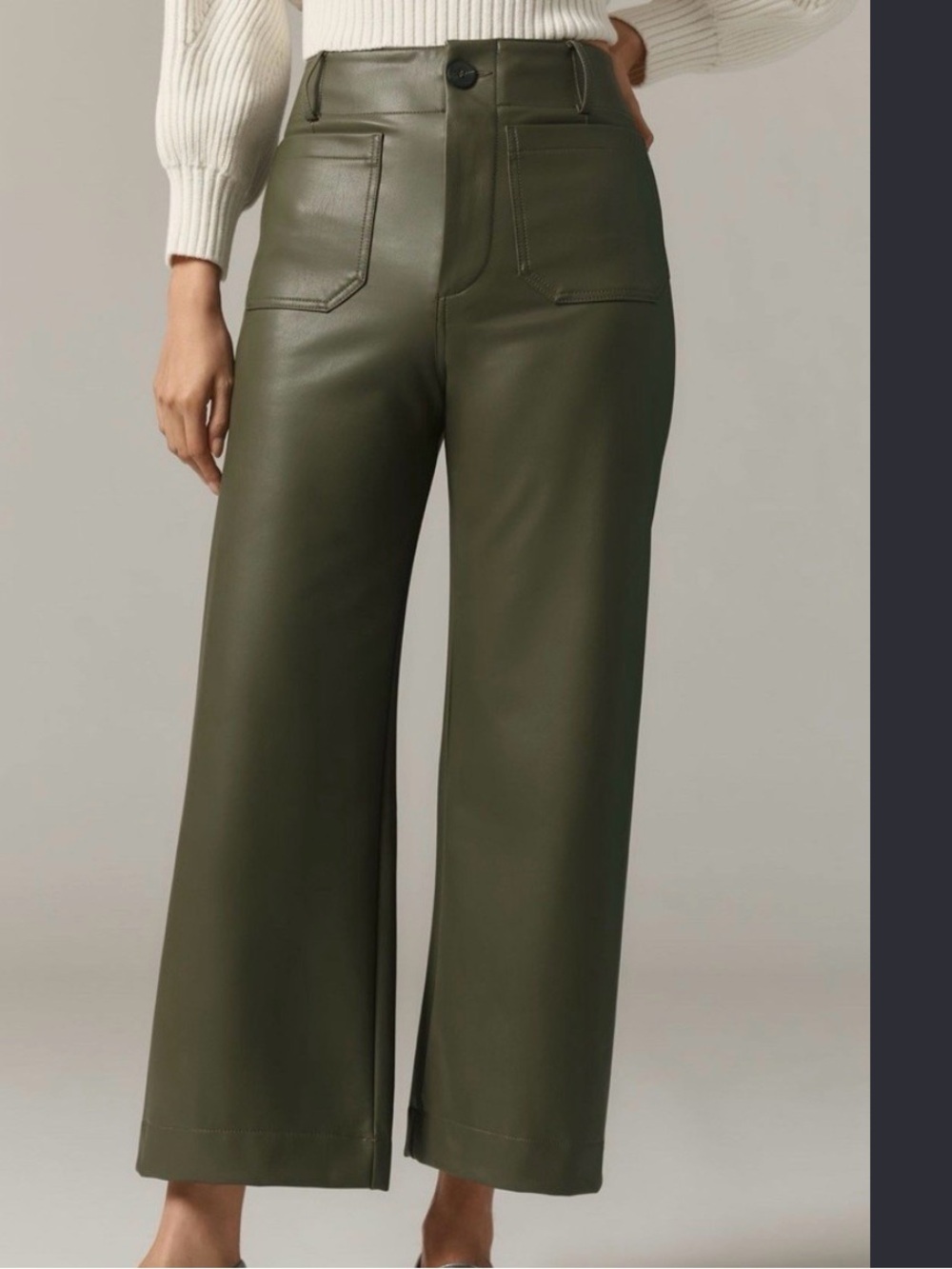 MAEVE Collette - Anthropologie - High-Rise Faux Leather Pants - Olive Green